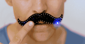 Close up of touch sensitive LED moustache