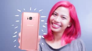 Pink haired girl with pink Samsung Galaxy S8+