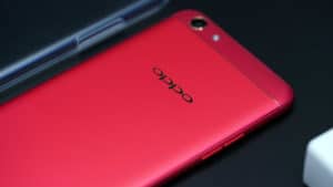 OPPO F3 red showing the matte back