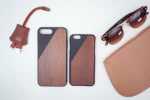 iPhone 8 case flatlay brown