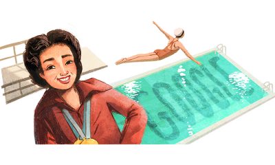 Google Doodle featuring the first Fil-Am woman to win Olympic gold